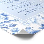 Blauw Wit Chinoiserie Bruiloft Signature Drinken Poster (Hoek)