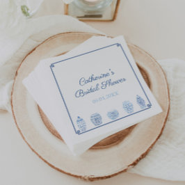 Blauw Wit Chinoiserie Chic Bruids Trouwdouche Servet