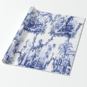 Blauw-wit Chinoiserie Decoupage Cadeaupapier (Uitgerold)