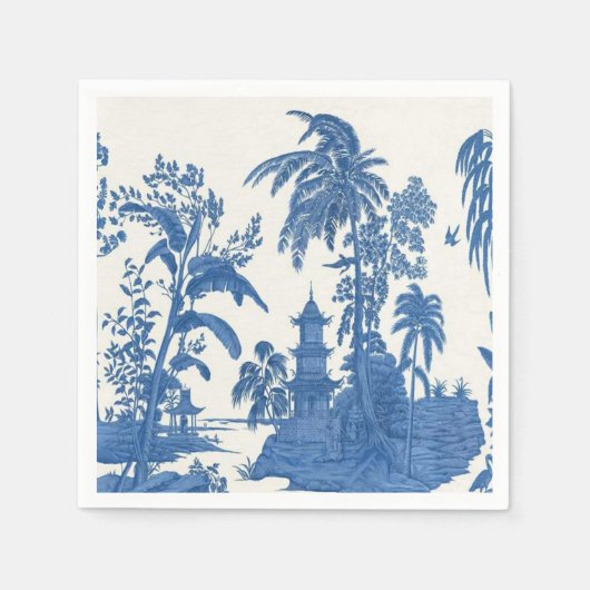 Blauw-wit Chinoiserie Decoupage Servet (Voorkant)