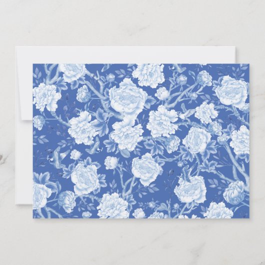 Blauw Wit Chinoiserie Floral 50e verjaardag Foto Kaart (Achterkant)