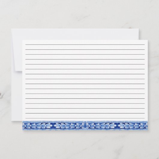 Blauw-wit Chinoiserie Foliage Bird Bridal Recipe Kaart (Achterkant)