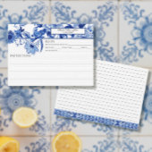 Blauw-wit Chinoiserie Foliage Bird Bridal Recipe Kaart