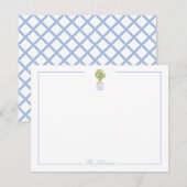 Blauw Wit Chinoiserie Gepersonaliseerd briefpapier Notitiekaartje (Voorkant / Achterkant)