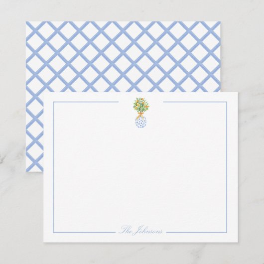 Blauw Wit Chinoiserie Gepersonaliseerd briefpapier Notitiekaartje (Voorkant / Achterkant)