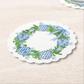 Blauw & Wit Chinoiserie Grandmillenial Kerstmis Kartonnen Onderzetters (Gekanteld)