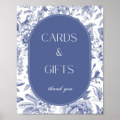 Blauw-wit Chinoiserie Kaarten en geschenken teken Poster (Voorkant)