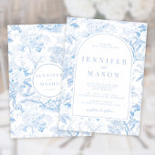 Blauw Wit Chinoiserie klassieke bruiloft uitnodigi Kaart