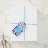 Blauw & Wit Chinoiserie Konijn Gift Label Cadeaulabel (Met Touw)