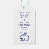 Blauw & Wit Chinoiserie Konijn Gift Label Cadeaulabel (Achterkant)