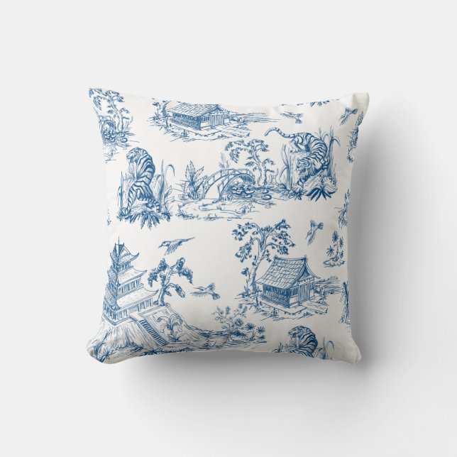 Blauw & Wit Chinoiserie Kussen (Voorkant)