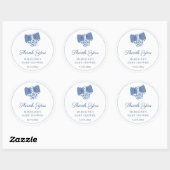 Blauw Wit Chinoiserie Luier Baby shower Favor Ronde Sticker (Vel)