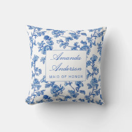 Blauw-wit Chinoiserie Maid of Honor Gift Kussen