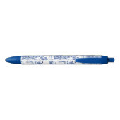 Blauw Wit Chinoiserie Monogram Aziatisch Geïnspire Blauwe Inkt Pen (Achterkant)