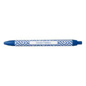 Blauw Wit Chinoiserie Monogram Azteekse Stijl Blauwe Inkt Pen (Voorkant)