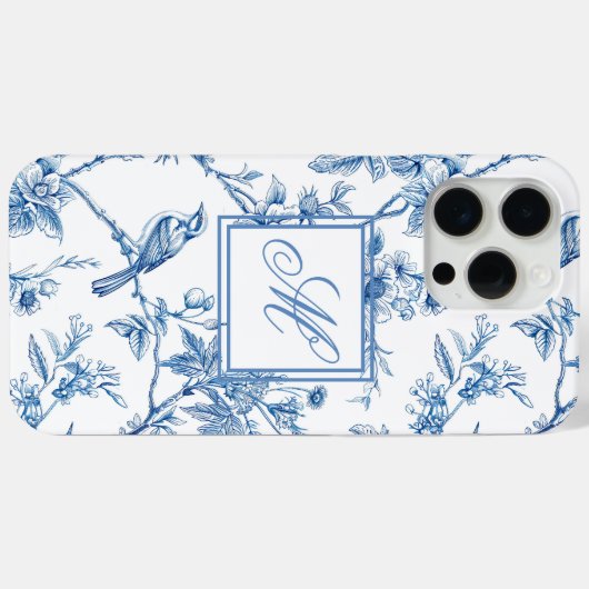 Blauw-wit Chinoiserie Monogram Case-Mate iPhone Case (Achterkant (horizontaal))