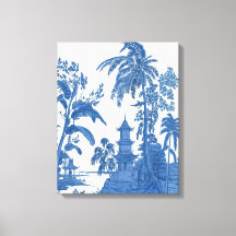 Blauw Wit Chinoiserie Muur Art Decor Canvas Print