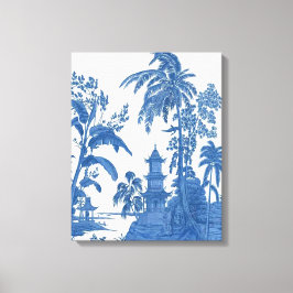 Blauw Wit Chinoiserie Muur Art Decor Canvas Print