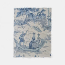 Blauw-wit Chinoiserie Oriental Fleece Deken