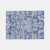 Blauw-wit Chinoiserie Oriental Fleece Deken (Voorkant (Horizontaal))