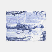 Blauw-wit Chinoiserie Oriental Fleece Deken (Voorkant (Horizontaal))