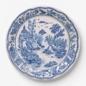 Blauw-wit Chinoiserie Pagoda Papieren Bordje (Voorkant)