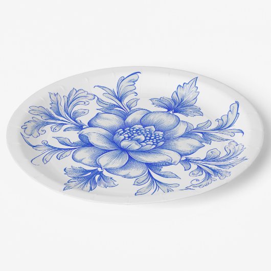 Blauw-wit Chinoiserie Paper Bord (Gekanteld)