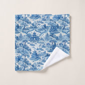 Blauw-wit chinoiserie patroon bad handdoek (Wasdoekje)