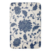 Blauw Wit Chinoiserie Patroon Bloemen Badmat (Voorkant Verticaal)