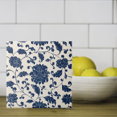 Blauw + Wit Chinoiserie Patroon Bloemen Tegeltje
