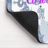 Blauw & wit Chinoiserie Patroon met Monogram Muismat (Hoek)