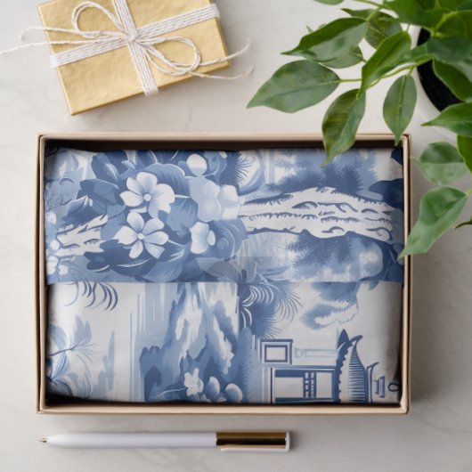 Blauw & Wit Chinoiserie Patroon Tissuepapier (Geschenk)