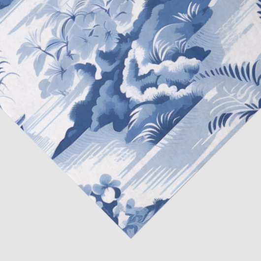 Blauw & Wit Chinoiserie Patroon Tissuepapier (Detail)