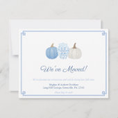 Blauw & Wit Chinoiserie Pompoen Adreswijziging Aankondiging (Voorkant)