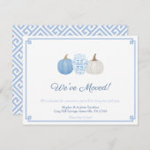 Blauw & Wit Chinoiserie Pompoen Adreswijziging Aankondiging (Voorkant / Achterkant)