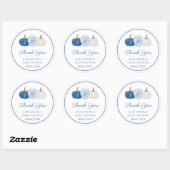 Blauw & Wit Chinoiserie Pompoendouche Dank u Ronde Sticker (Vel)