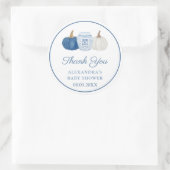 Blauw & Wit Chinoiserie Pompoendouche Dank u Ronde Sticker (Tas)