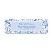 Blauw Wit Chinoiserie Porselein Retouradres Etiket (Voorkant)