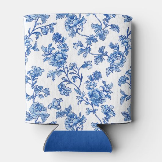 Blauw-wit Chinoiserie Roos Peony Blikjeskoeler (Achterkant)