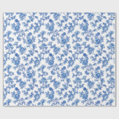 Blauw-wit Chinoiserie Roos Peony Cadeaupapier (Vlak)