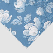 Blauw-wit Chinoiserie Roos Peony Tissuepapier (Detail)