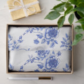 Blauw-wit Chinoiserie Roos Peony Tissuepapier (Geschenk)