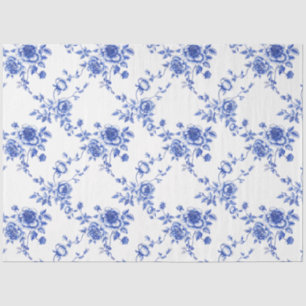 Blauw-wit Chinoiserie Roos Peony Tissuepapier