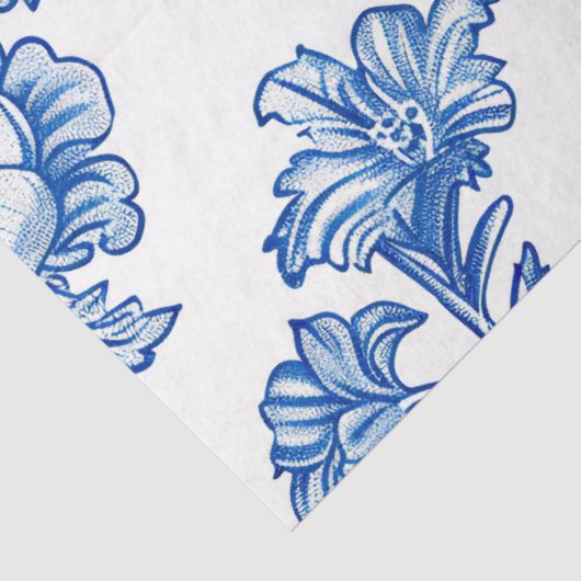 Blauw-wit Chinoiserie Roos Peony Tissuepapier (Detail)