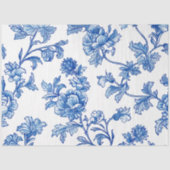Blauw-wit Chinoiserie Roos Peony Tissuepapier (Voorkant)