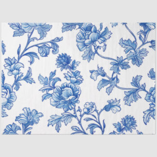 Blauw-wit Chinoiserie Roos Peony Tissuepapier