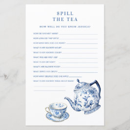Blauw & Wit Chinoiserie Spill de Tea Shower Game