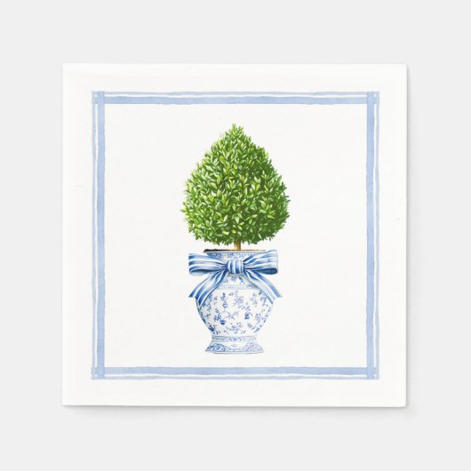 Blauw & Wit Chinoiserie Topiary Servet (Voorkant)