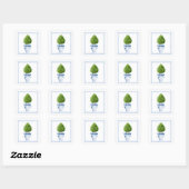 Blauw & Wit Chinoiserie Topiary Vierkante Sticker (Vel)