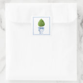 Blauw & Wit Chinoiserie Topiary Vierkante Sticker (Tas)